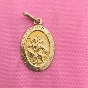 Gold Pendent Saint Christopher Protect US